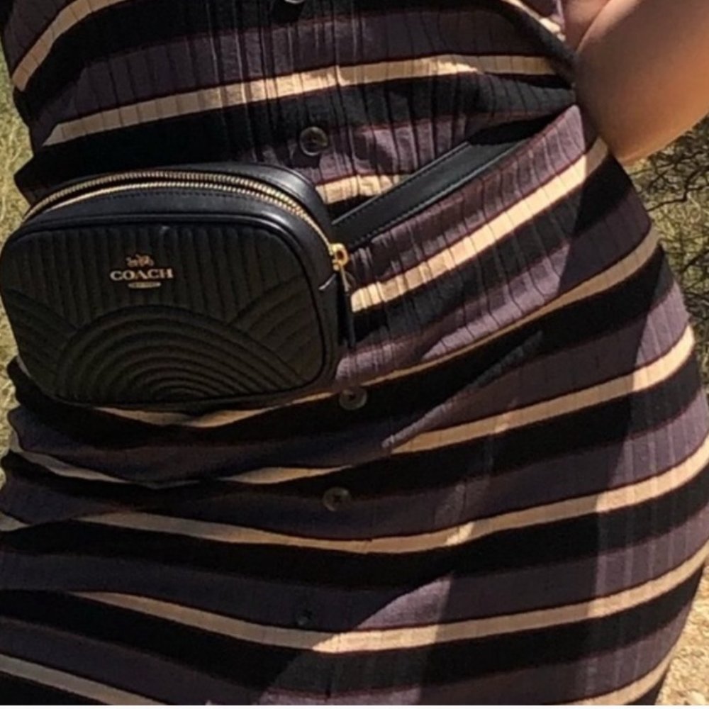 Coach black leather fanny pack